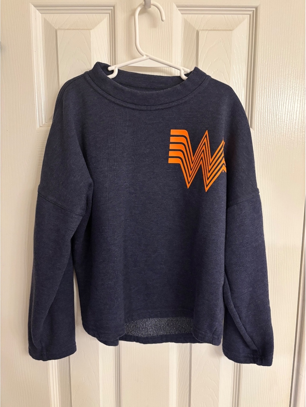Whataburger Academy Youth Small (7) Fleece Sweatshirt Navy Blue Graphic Logo